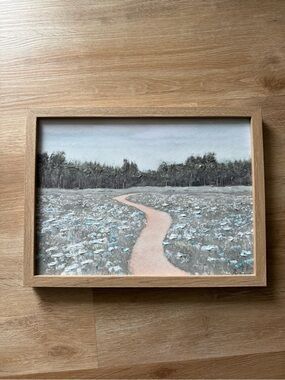 Framed Meadow Path Wall Art - Neutral Tones